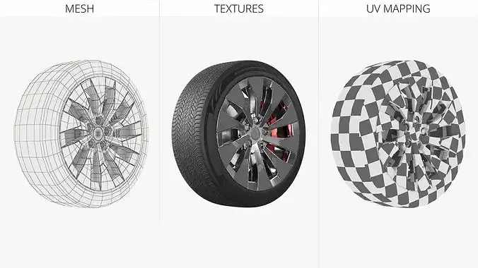 Multi Spoke Car Wheel Rim 3D model 5