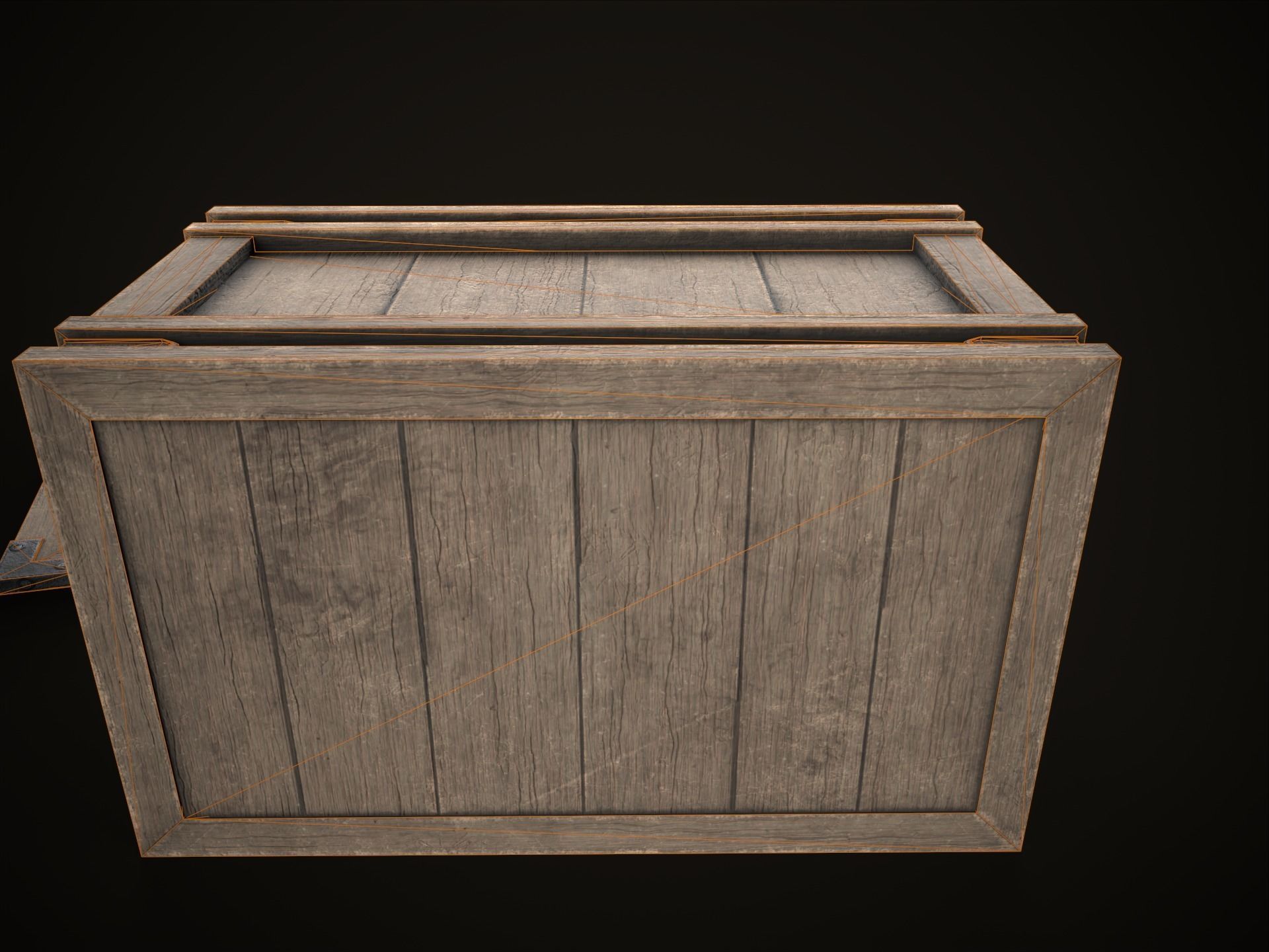 Game Ready Wooden Crate with Lid Low-poly 3D model_15