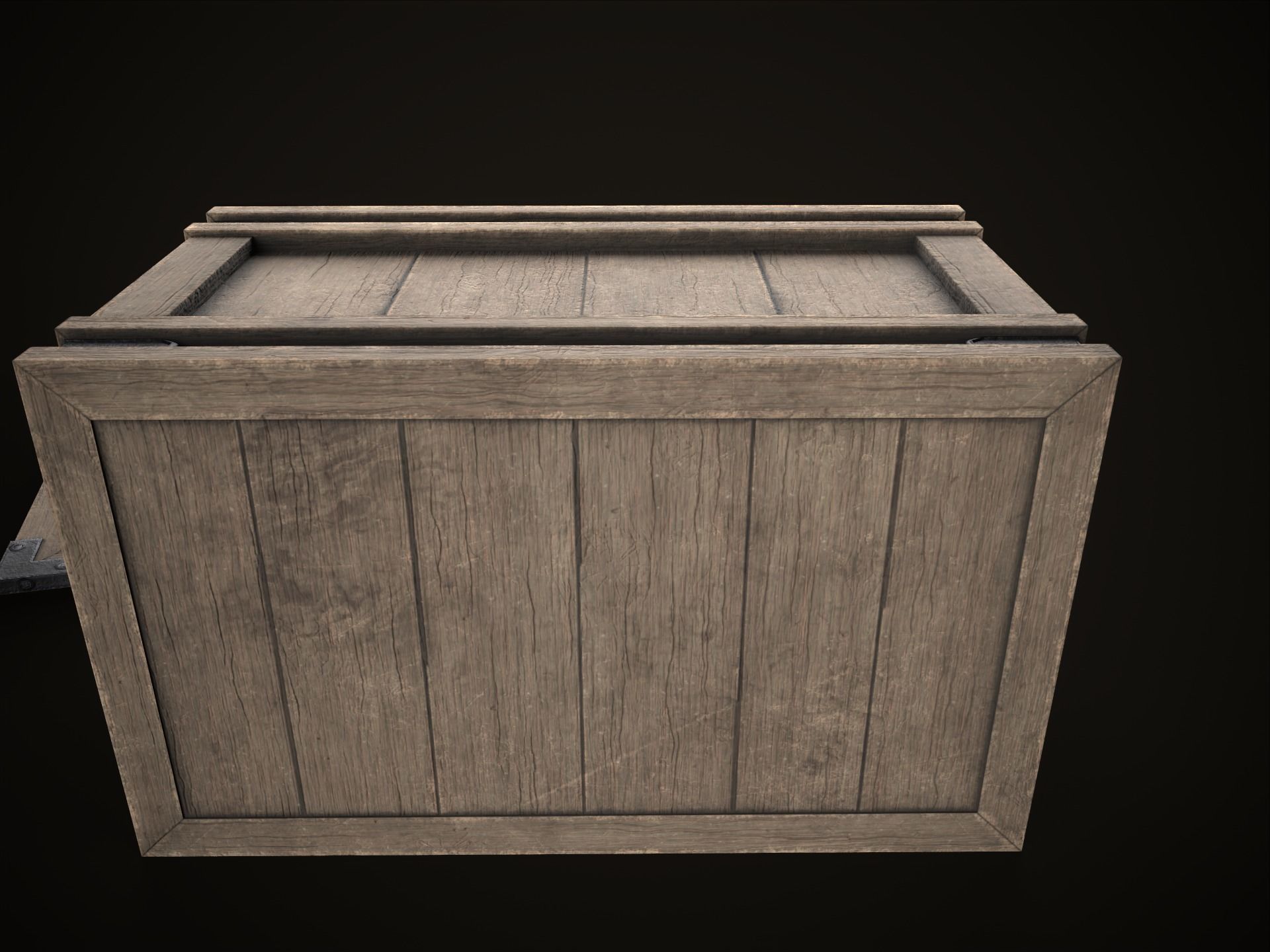 Game Ready Wooden Crate with Lid Low-poly 3D model_16