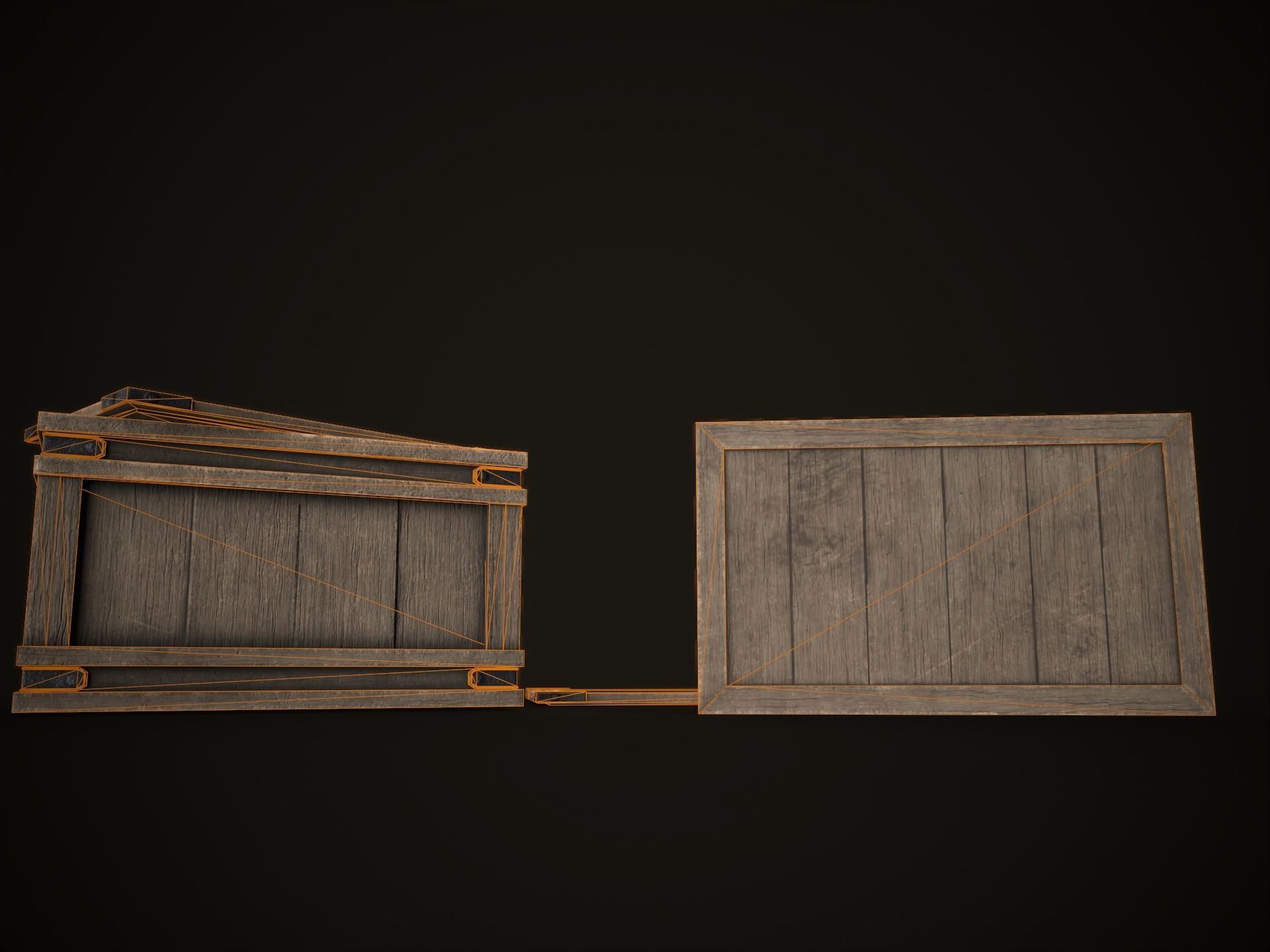 Game Ready Wooden Crate with Lid Low-poly 3D model_23