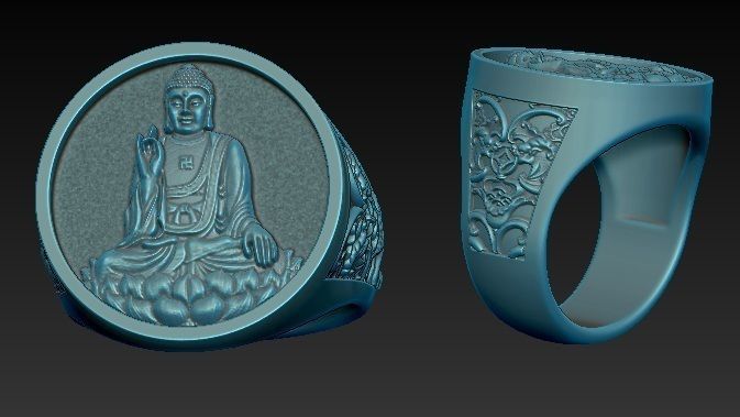 buddha ring 3D print model_4