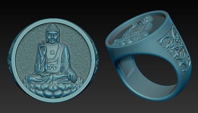 buddha ring 3D print model_3