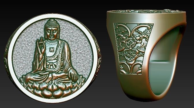 buddha ring 3D print model_1