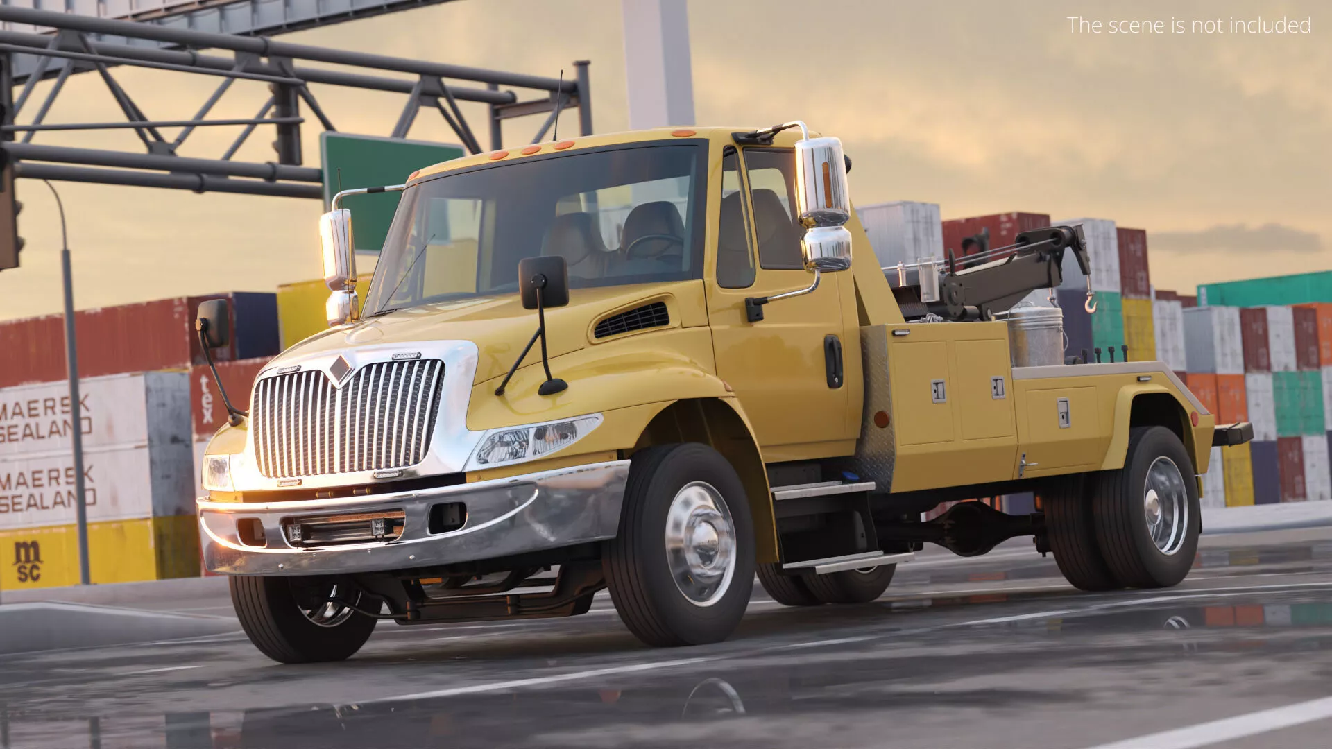 Roadside Assistance Tow Truck Yellow Rigged 3D model