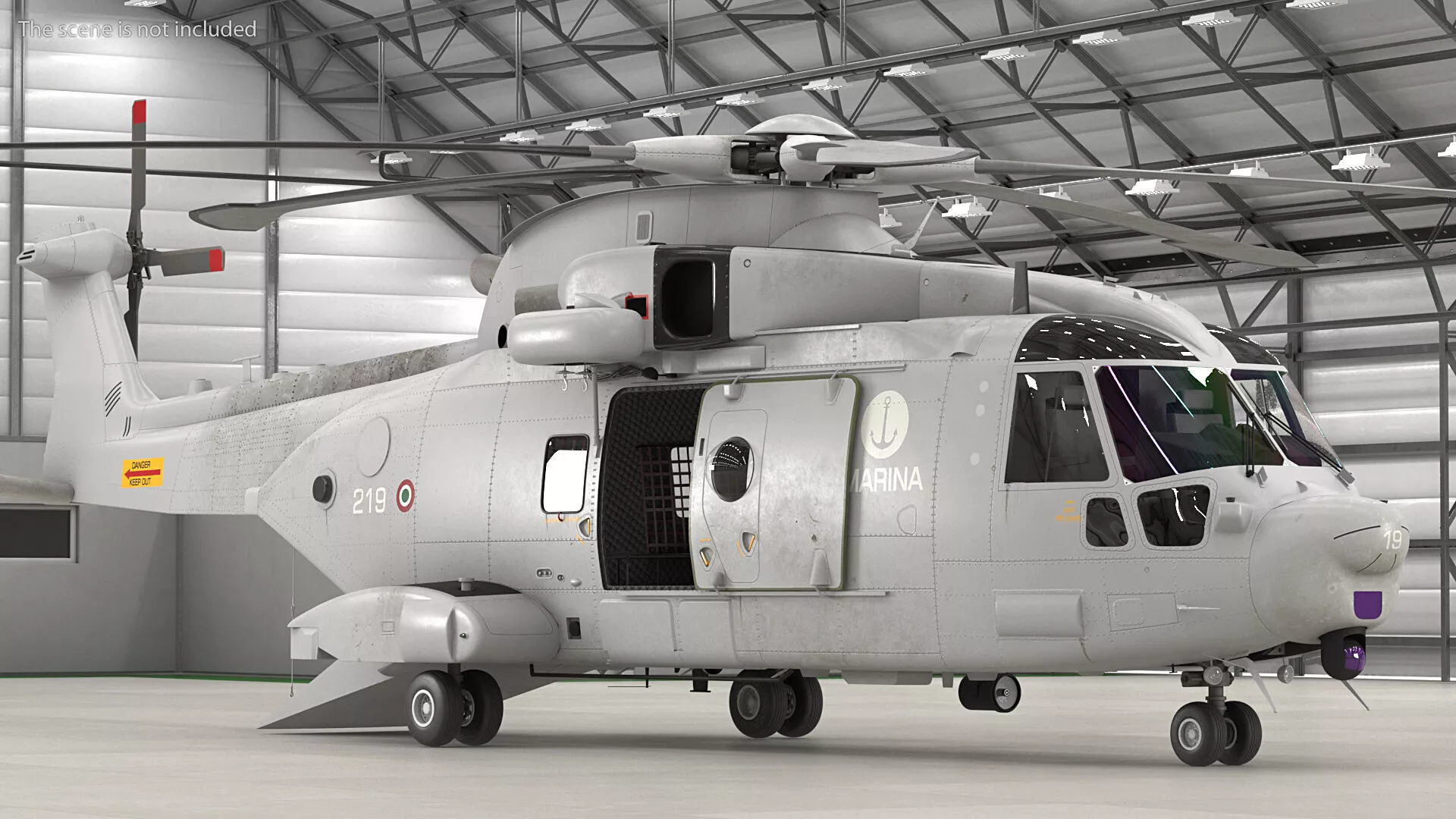 AgustaWestland AW101 Italian Navy Helicopter Rigged 3D model