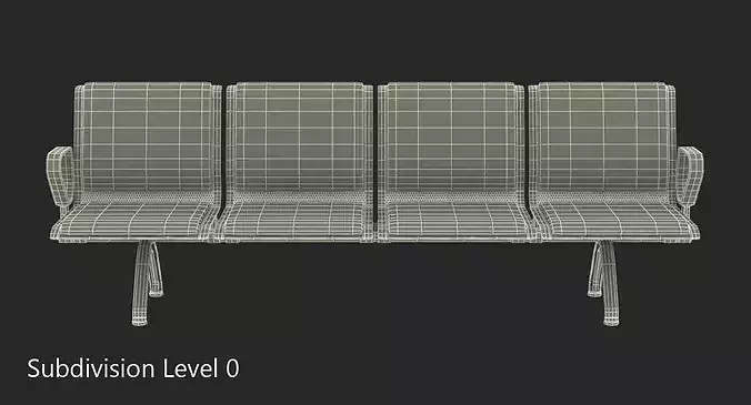 Public Waiting Seating 3D model 7