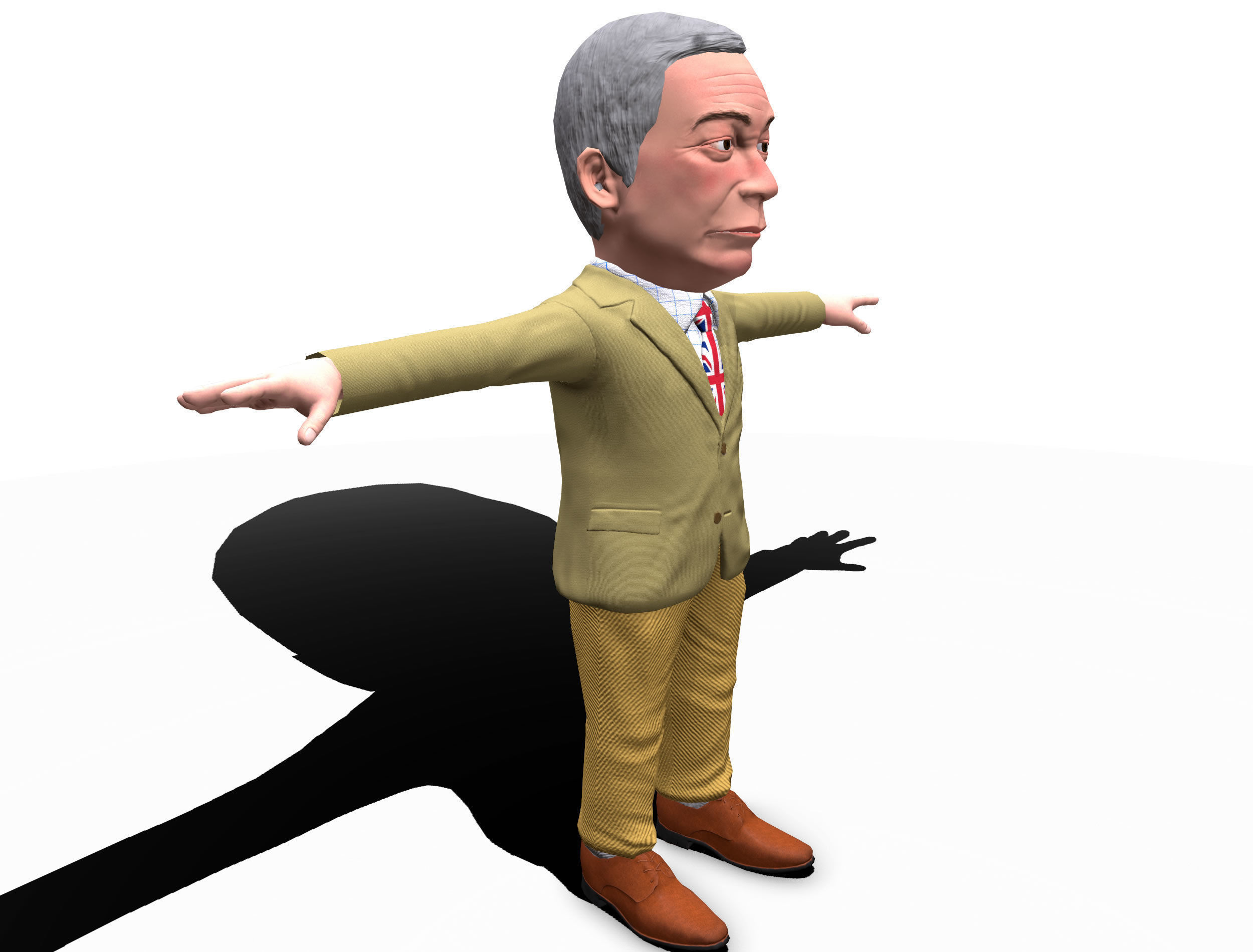 Nigel Farage 3D caricature Low-poly 3D model_11