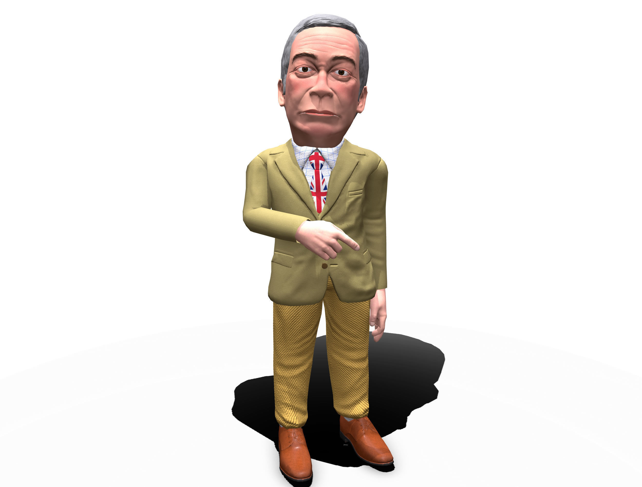 Nigel Farage 3D caricature Low-poly 3D model_2