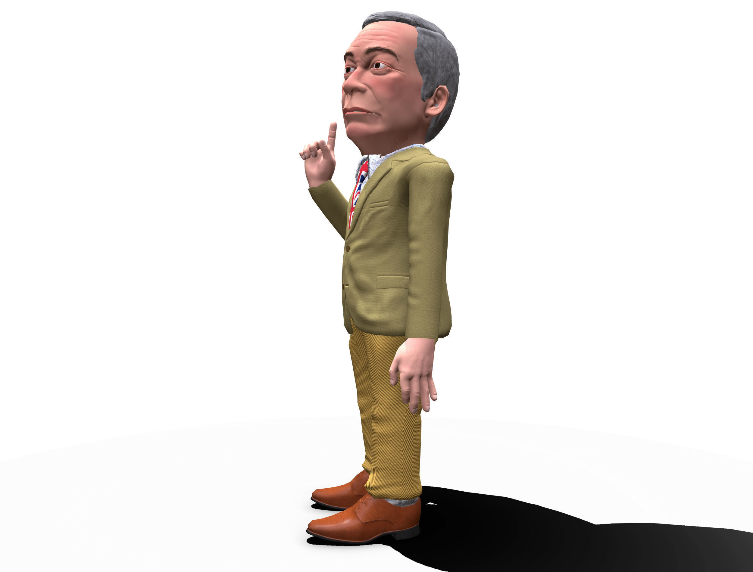 Nigel Farage 3D caricature Low-poly 3D model_7