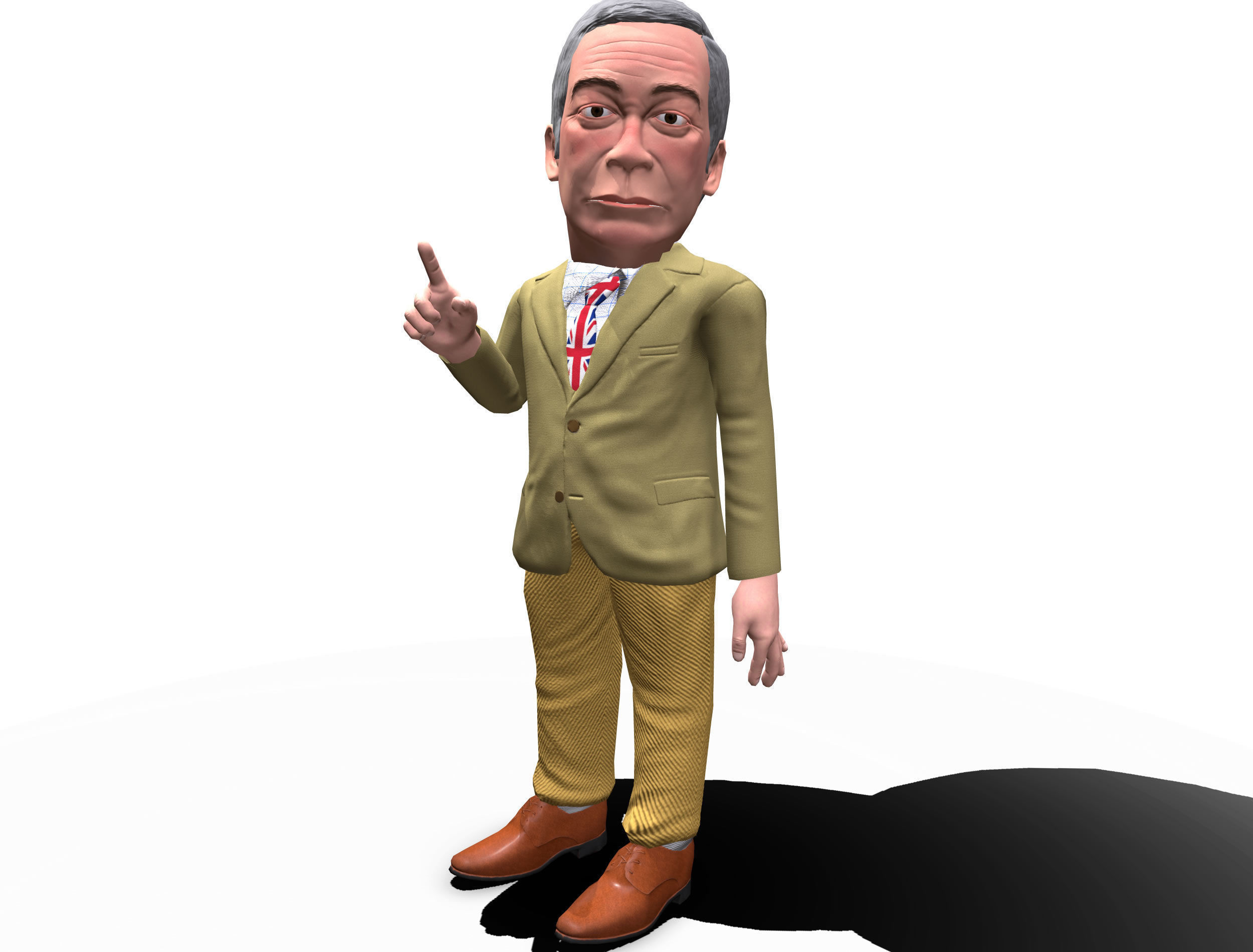 Nigel Farage 3D caricature Low-poly 3D model_3