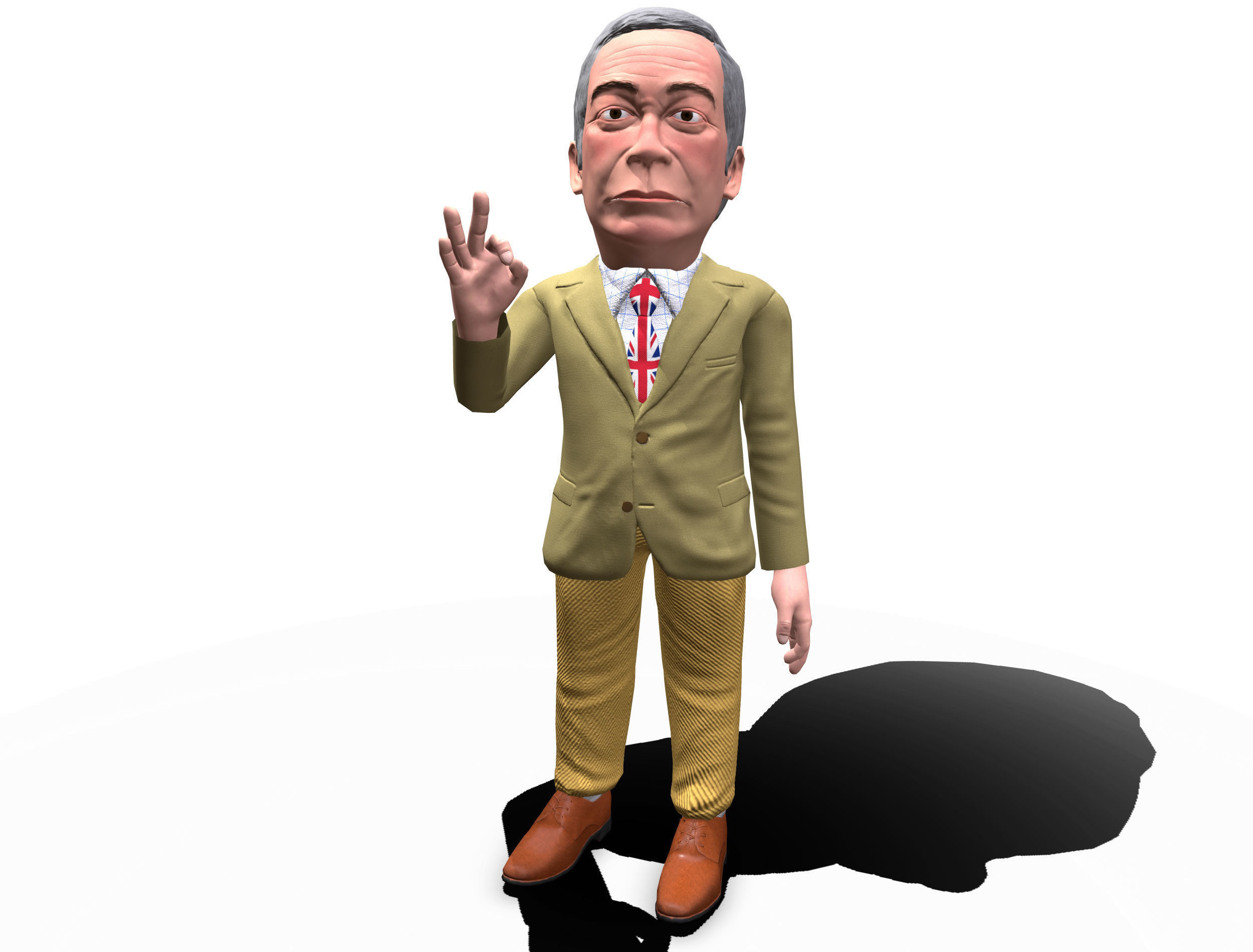 Nigel Farage 3D caricature Low-poly 3D model_8