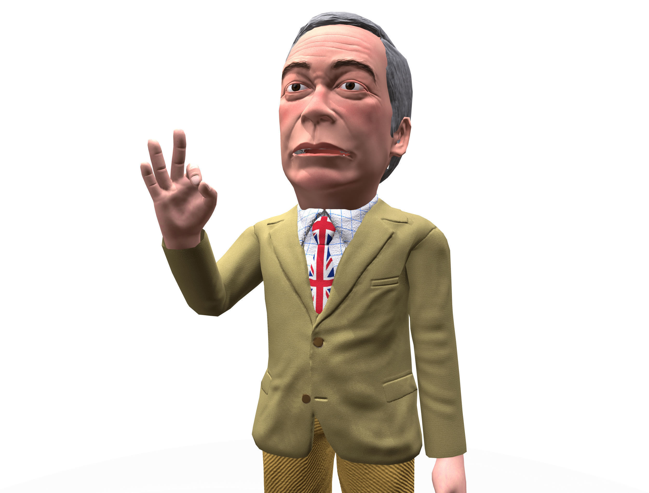 Nigel Farage 3D caricature Low-poly 3D model_1