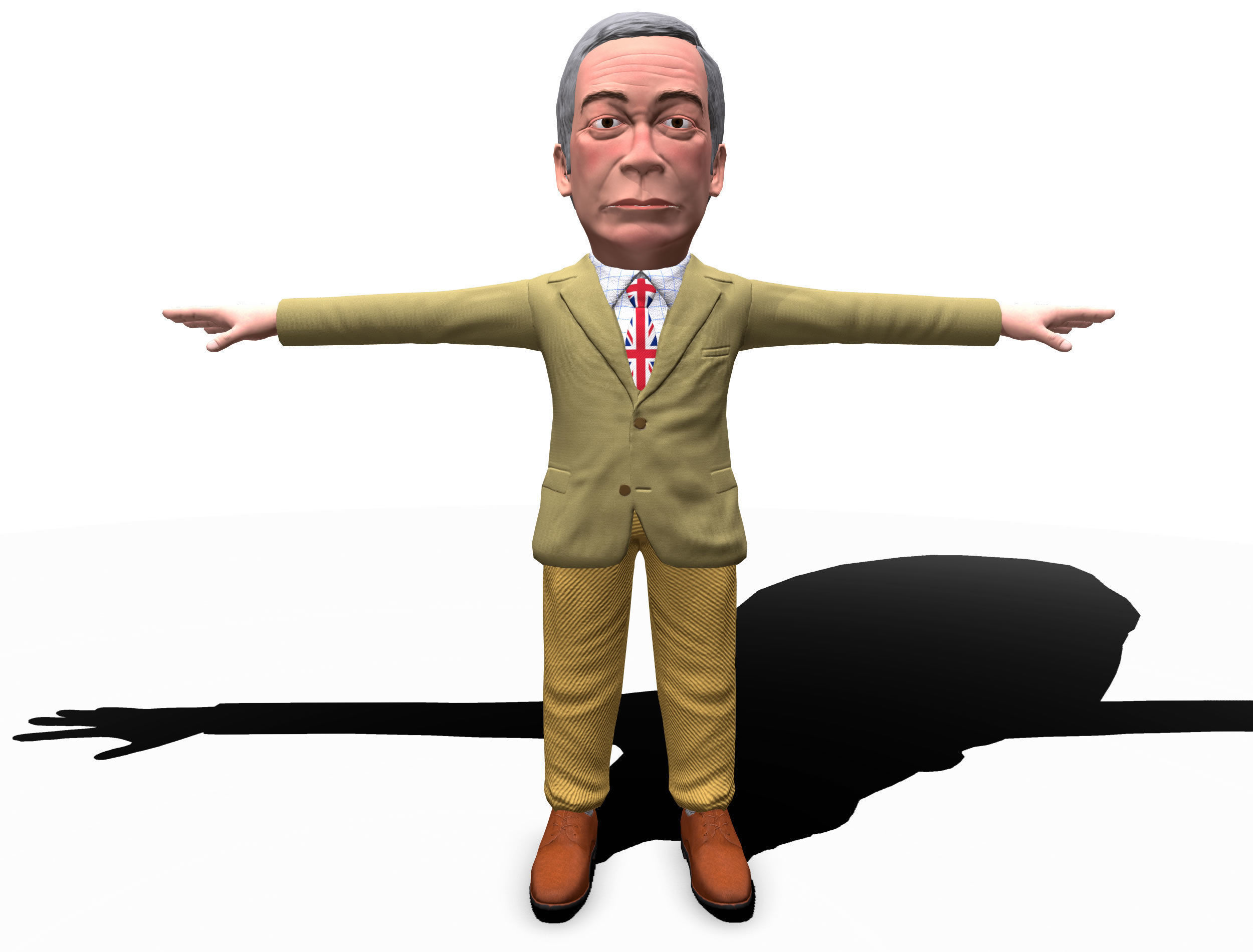 Nigel Farage 3D caricature Low-poly 3D model_10