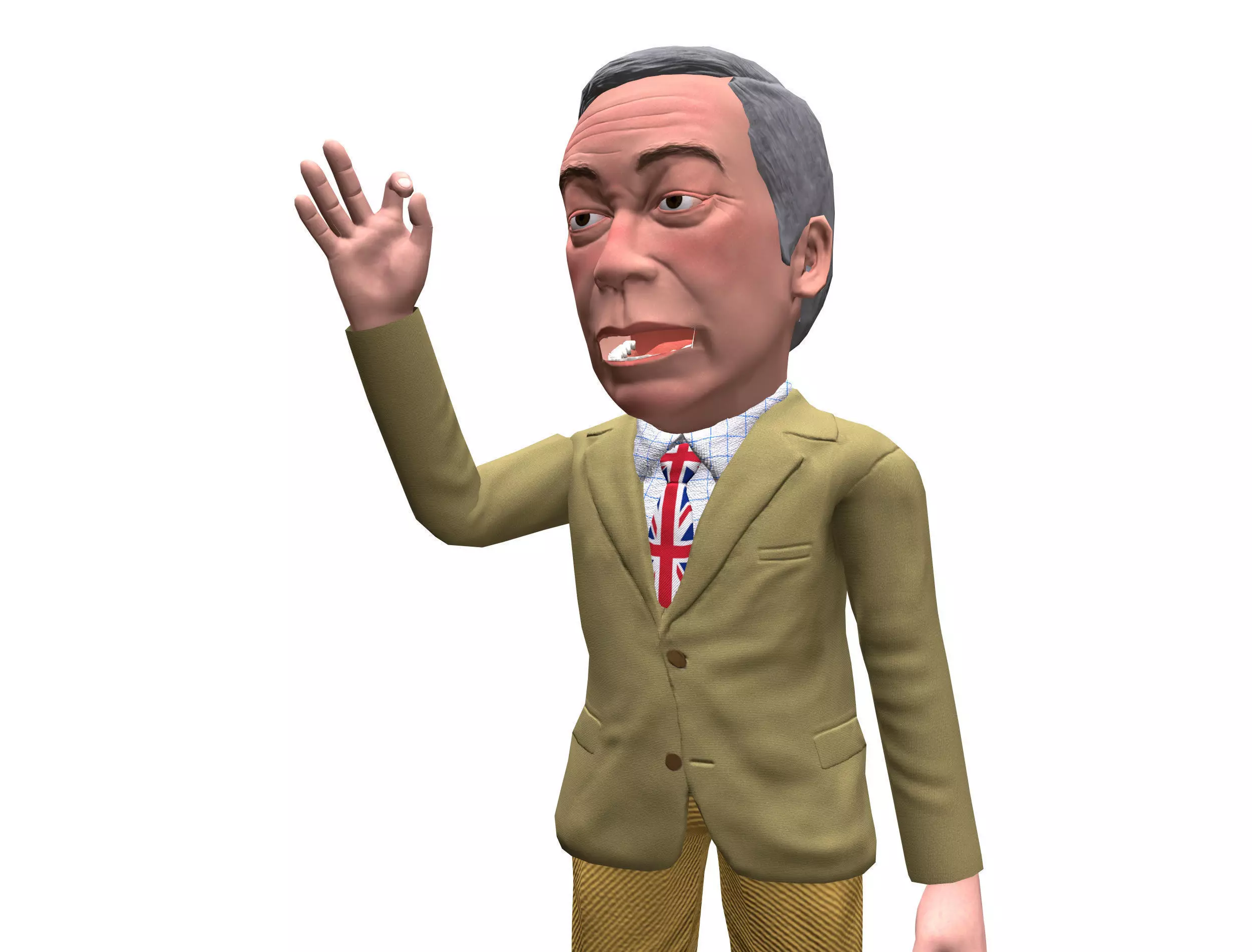 Nigel Farage 3D caricature Low-poly 3D model_0