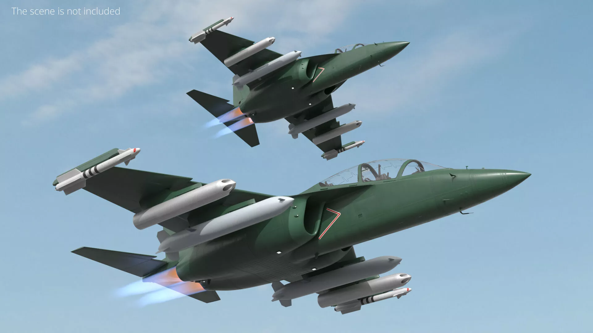 Advanced Light Jet Aircraft Green Rigged 3D model