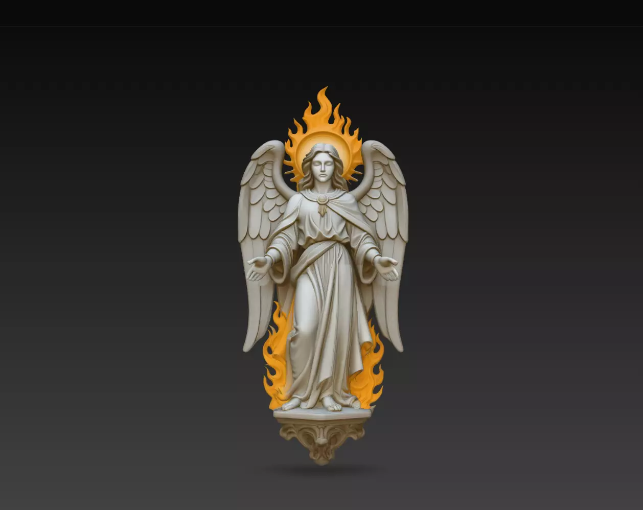 Angel of Sacred Flame STL Christian Devotional Statue 3D print model