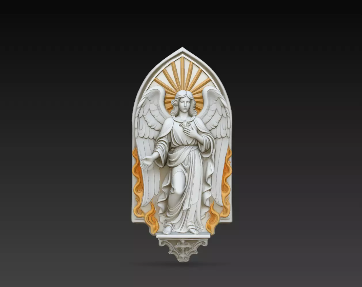Guardian Angel Divine Flame Shrine STL Wall Plaque 3D print model