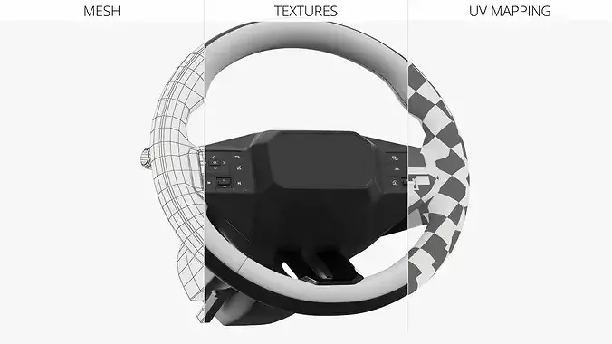 Car Steering Wheel with Integrated Controls 3D model 7