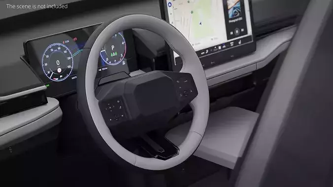 Car Steering Wheel with Integrated Controls 3D model 2