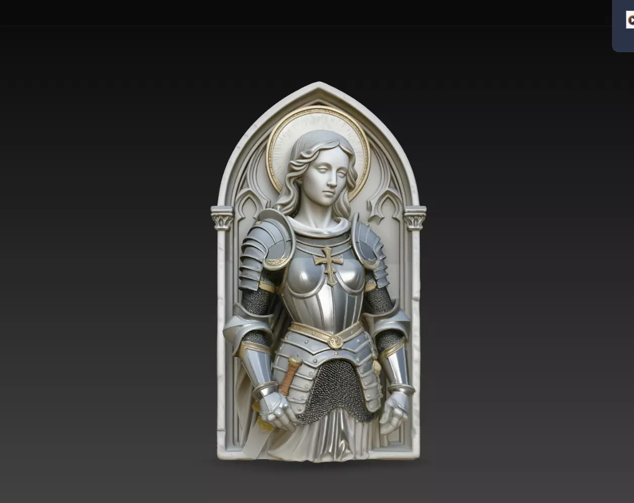 Joan of Arc Gothic Female Knight Bust STL 3D Wall Plaque 3D print model