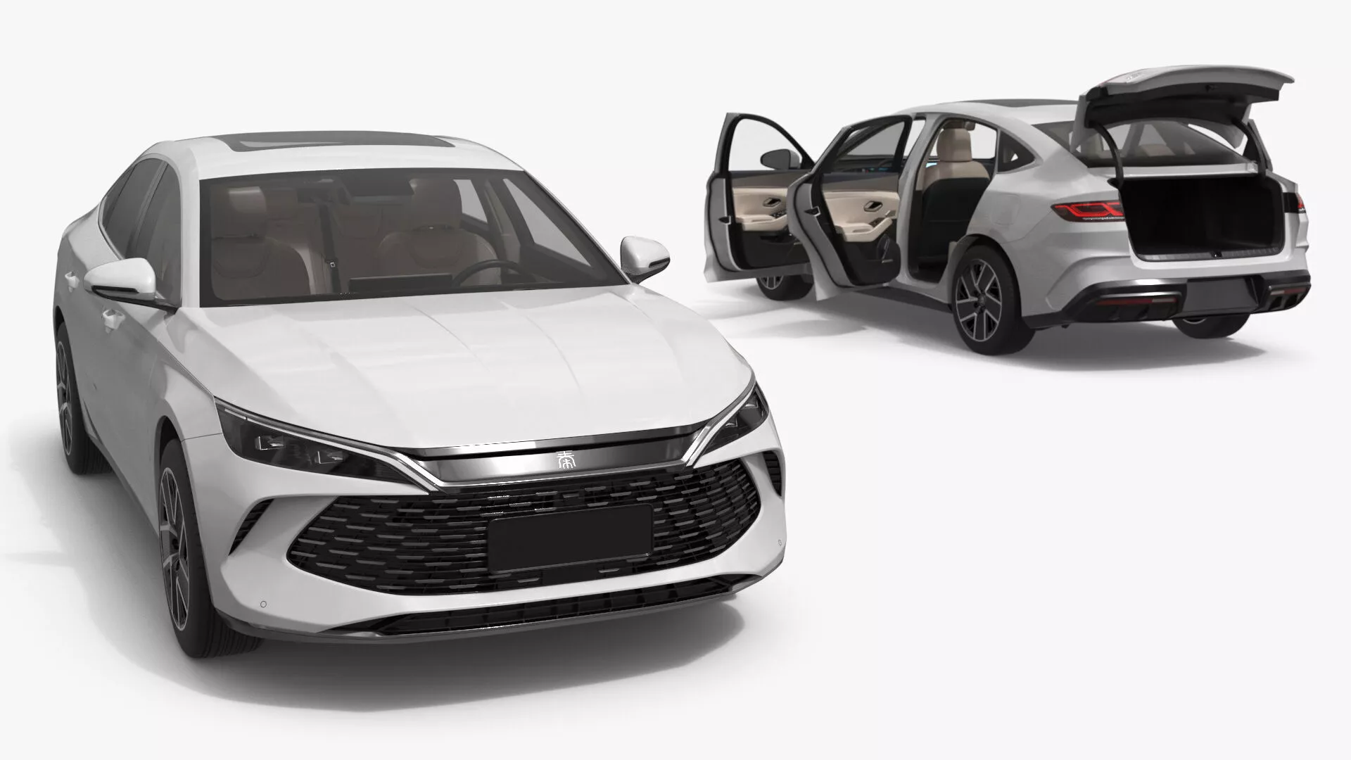 BYD Qin L DM-i Executive Car White Rigged for Cinema 4D 3D model