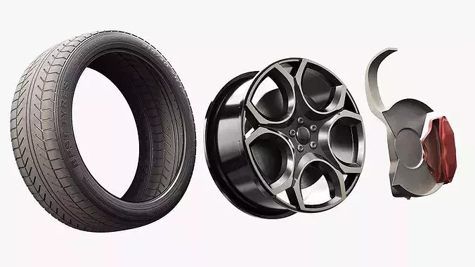 Sport Hatchback Front Wheel 3D model 6