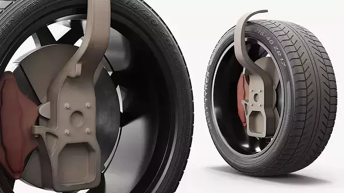 Sport Hatchback Front Wheel 3D model 4