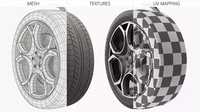 Sport Hatchback Front Wheel 3D model 7