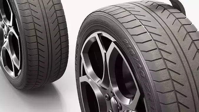 Sport Hatchback Front Wheel 3D model 5