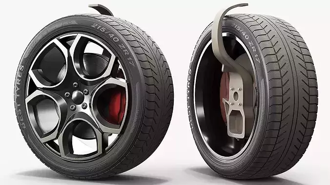 Sport Hatchback Front Wheel 3D model 2