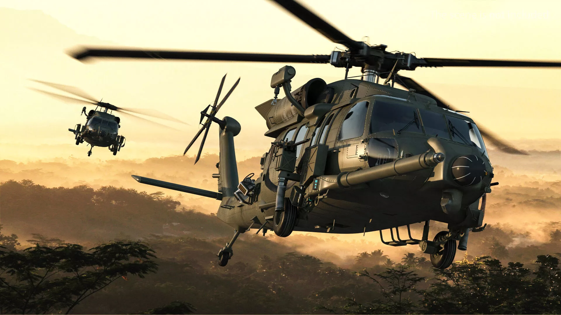 Combat Rescue Helicopter Sikorsky HH60A Rigged 3D model