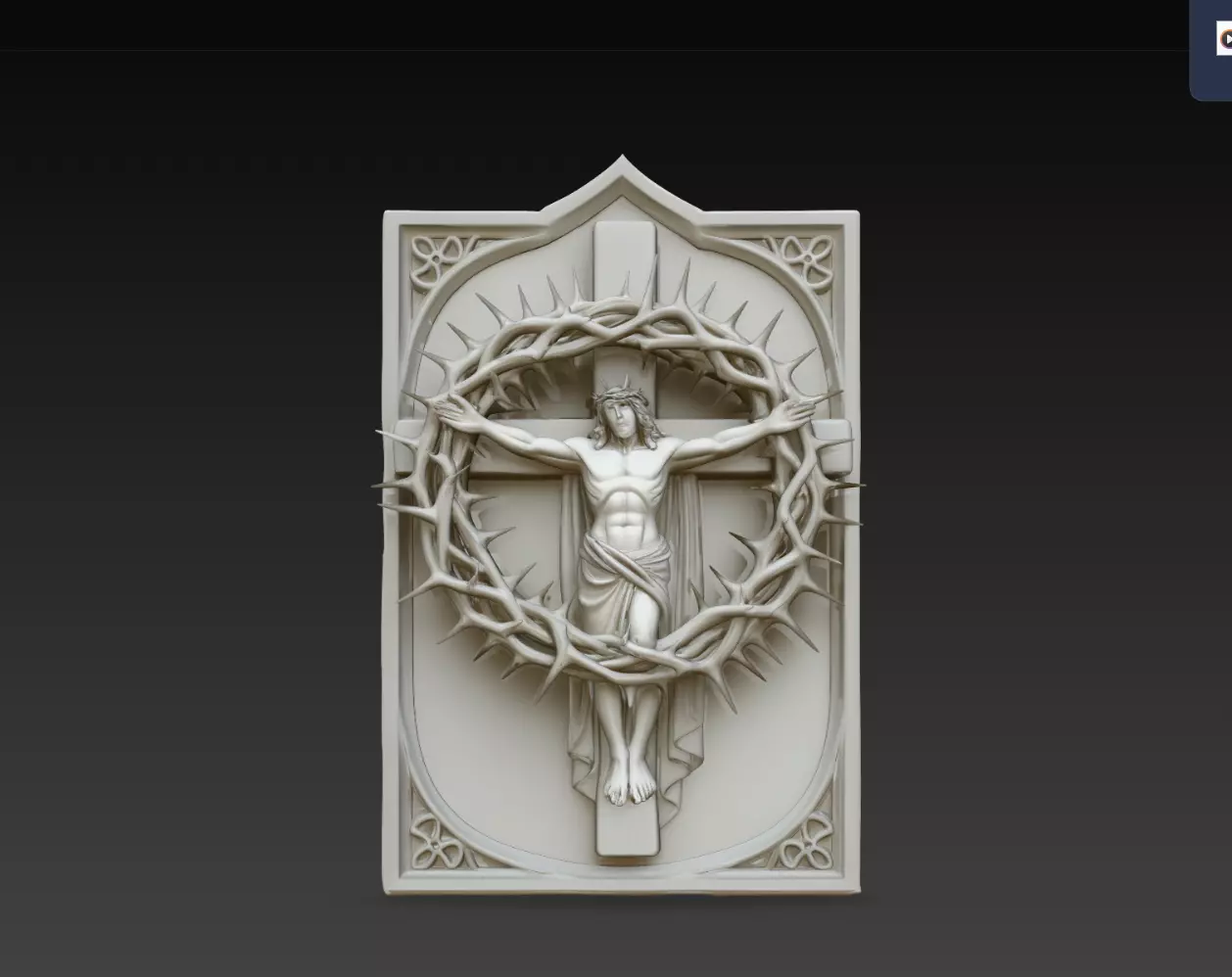 Crucified Savior Thorn Circle Gothic Relief STL Model 3D print model