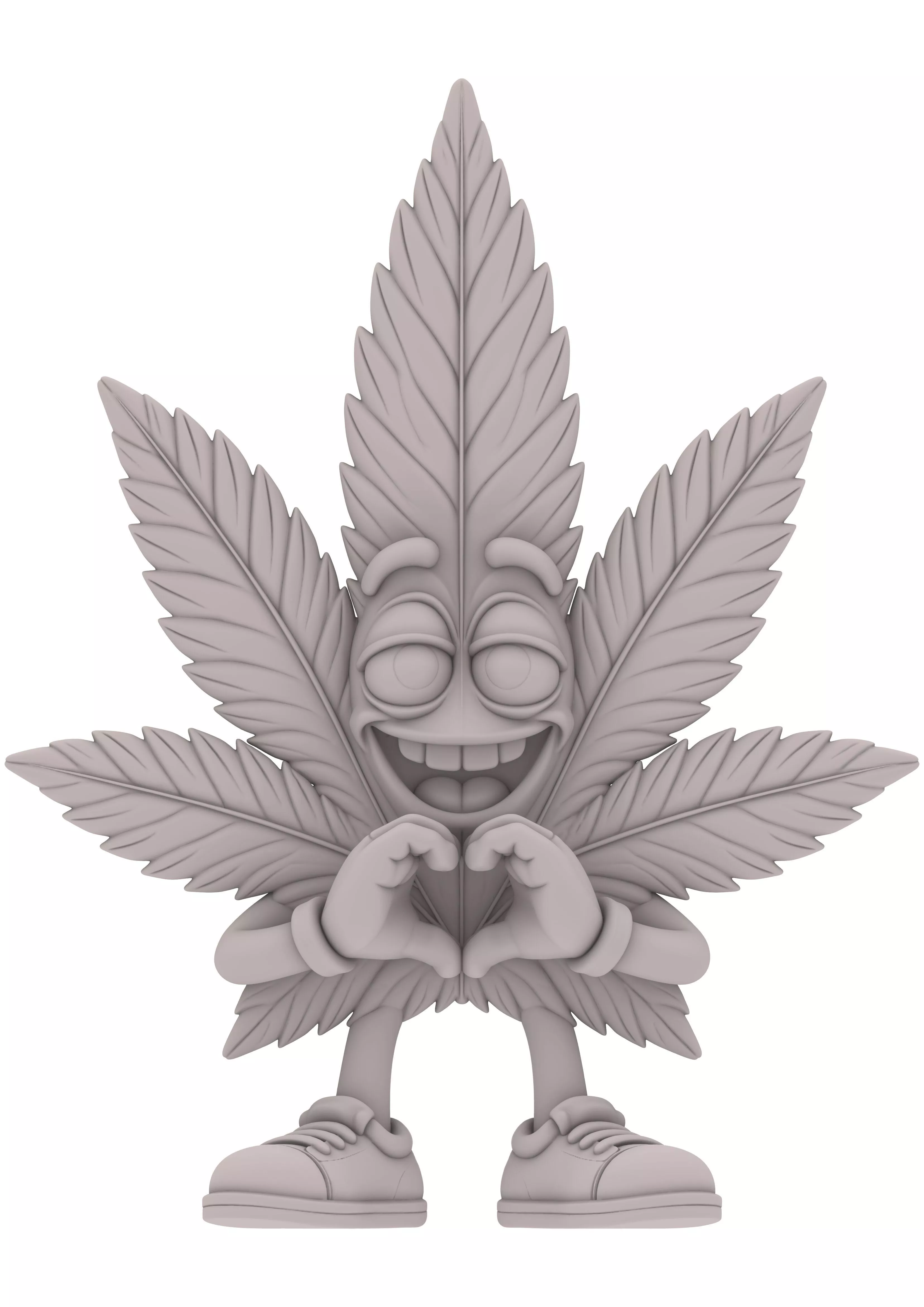 Chibi Canna bis Leaf Chibi Weed Leaf Character 3D print model