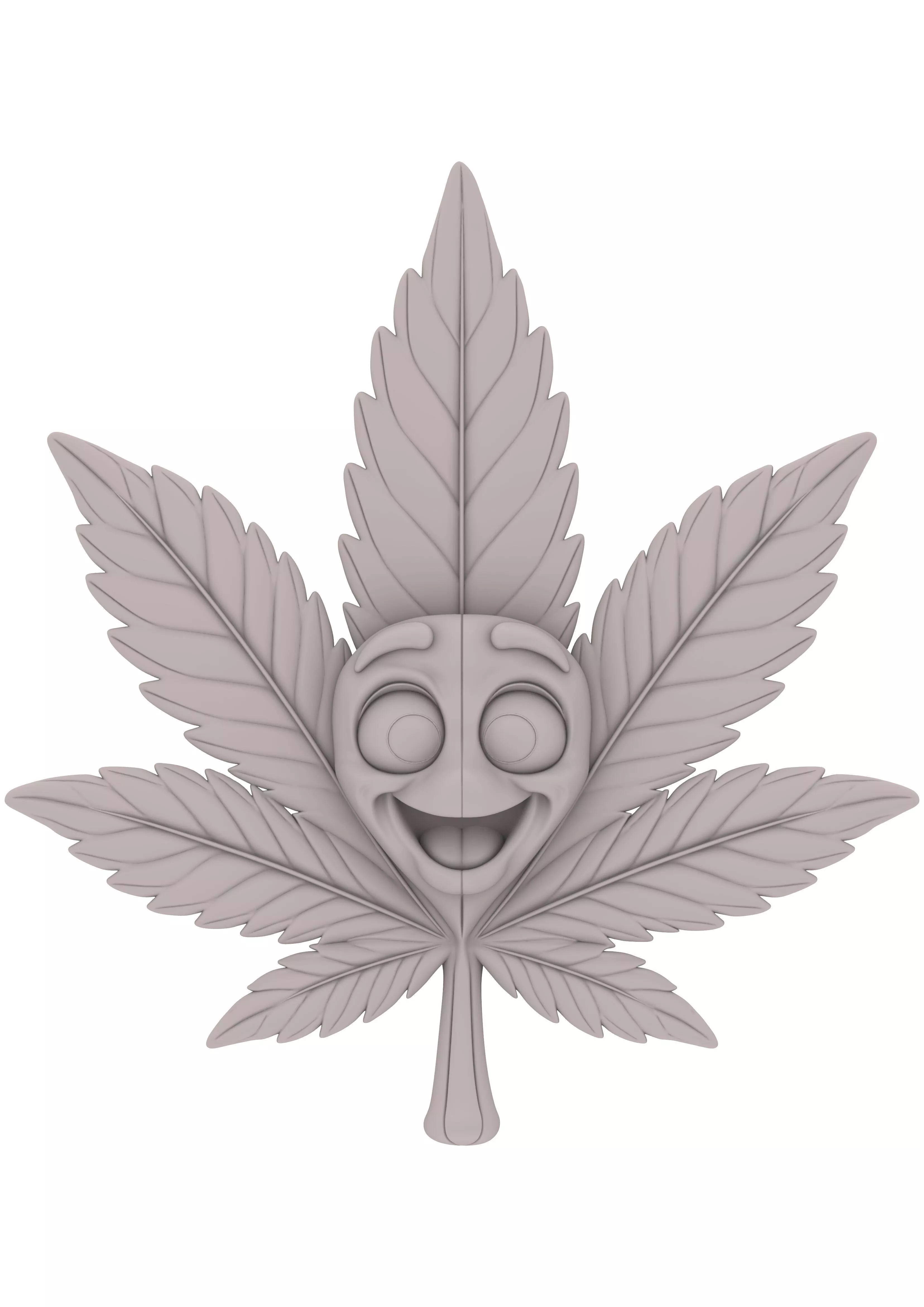 Chibi Canna bis Leaf Chibi Weed Leaf Character 3D print model
