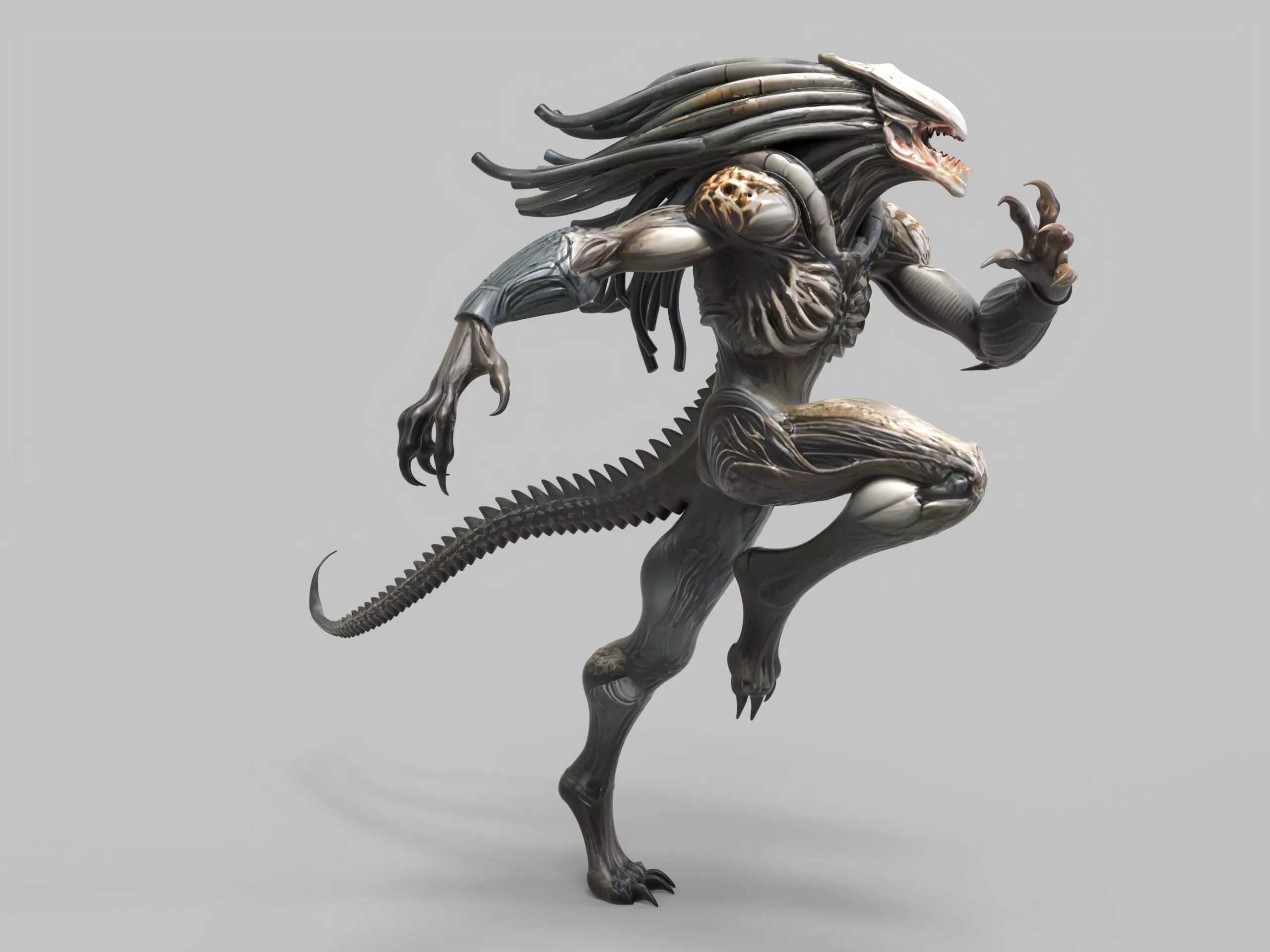Predalien 3D Printable Figure Xenomorph Predator Hybrid Running 3D print model