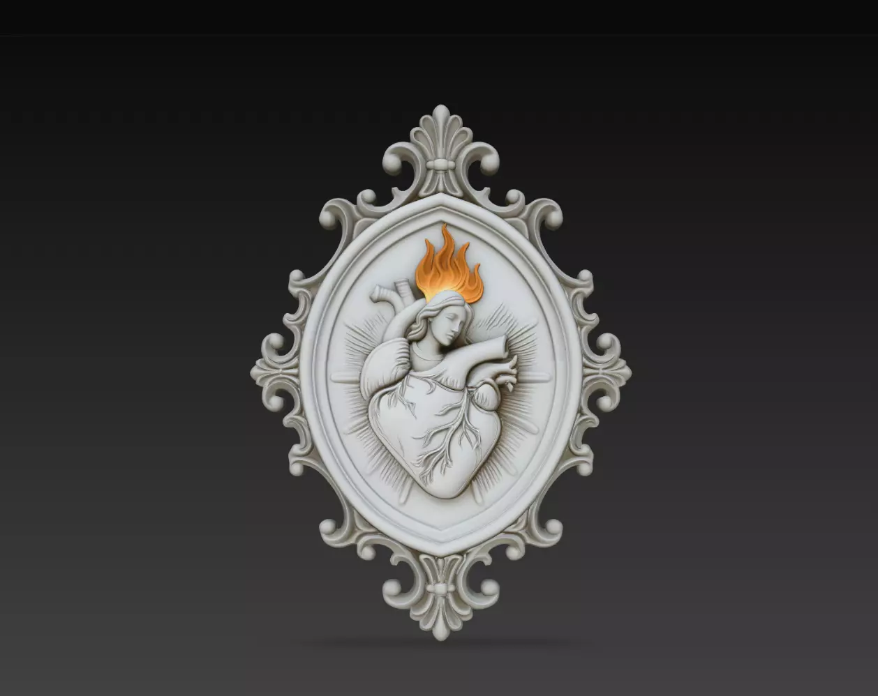Sacred Heart Jesus Flame Wall Relief STL Print Model 3D print model
