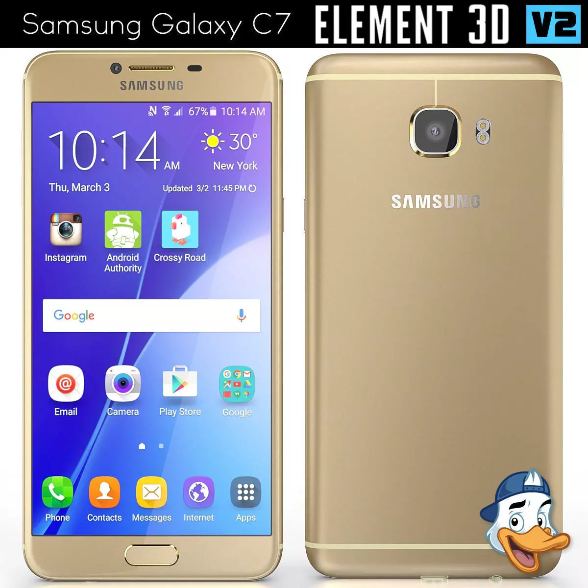 Samsung Galaxy C7 for Element 3D 3D model_0