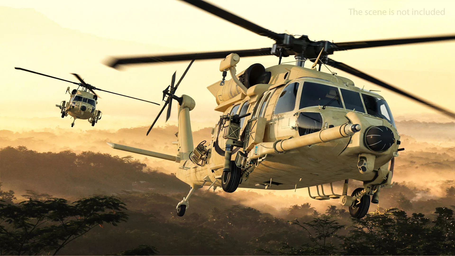 Sikorsky HH60 Pave Hawk Desert Rigged Helicopter 3D model