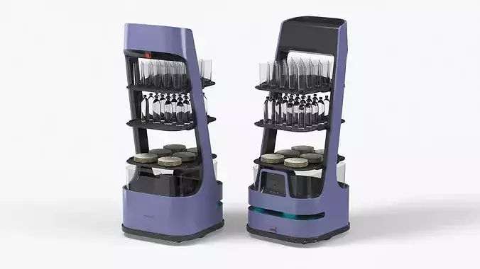 Autonomous Serving Robot with Glasses and Drinks 3D model 2