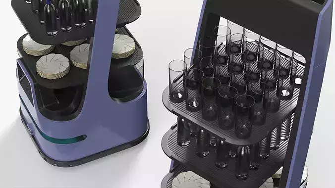 Autonomous Serving Robot with Glasses and Drinks 3D model 5