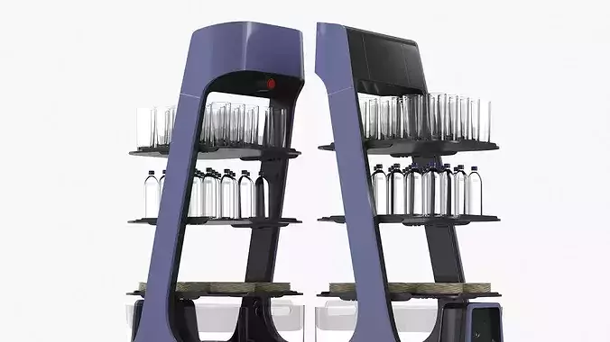 Autonomous Serving Robot with Glasses and Drinks 3D model 3