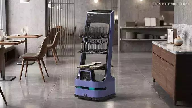 Autonomous Serving Robot with Glasses and Drinks 3D model
