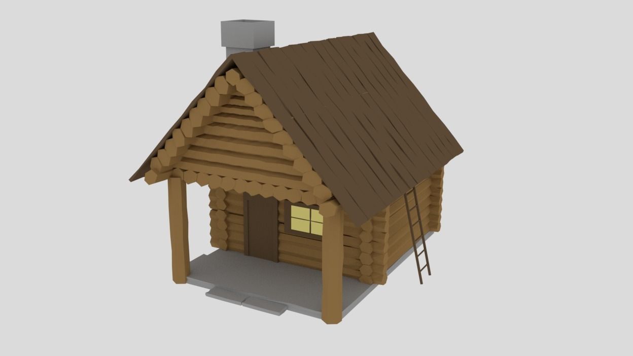 Low Poly House Wood Low-poly 3D model