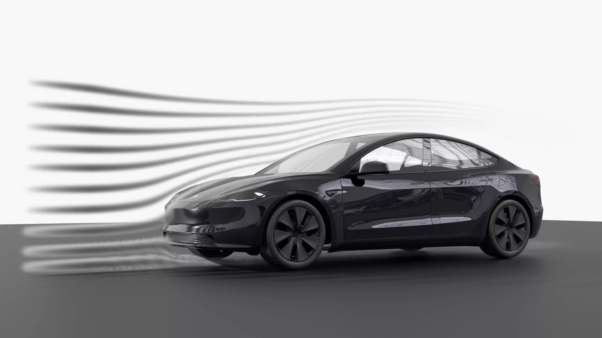 Tesla Mode 3 Wind Tunnel Simulation PBR VDB Animated For Blender 3D model