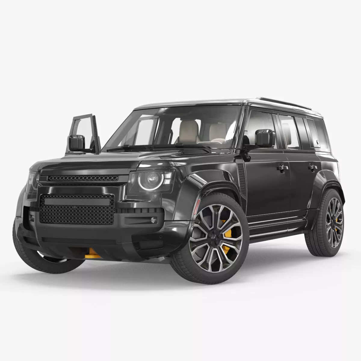 Four Wheel Drive SUV Wagon Black Rigged 3D model
