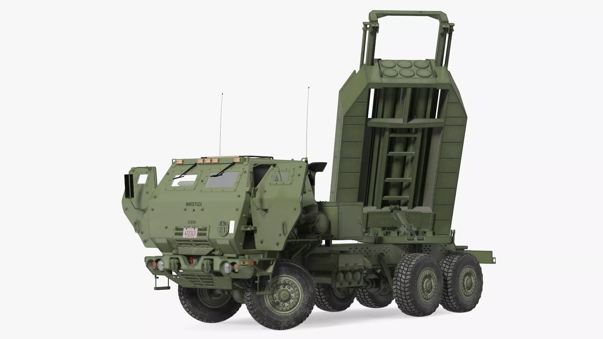 M142 High Mobility Rocket Artillery System Green Rigged 3D model
