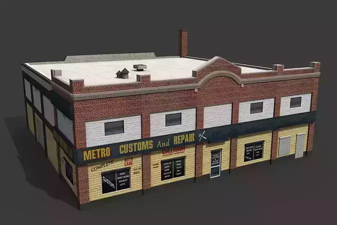 Car Repair Workshop Low-poly 3D model