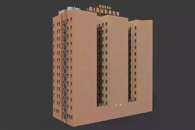 Figueroa Hotel Building Low-poly 3D model