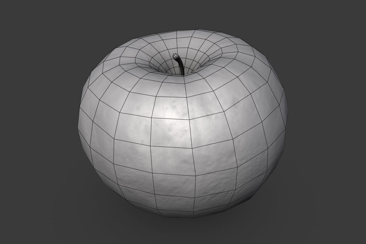 Red Apple Low-poly 3D model_2