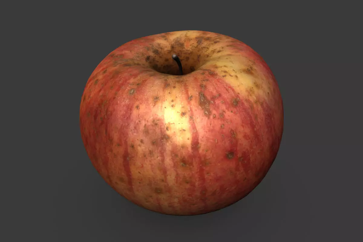 Red Apple Low-poly 3D model_0